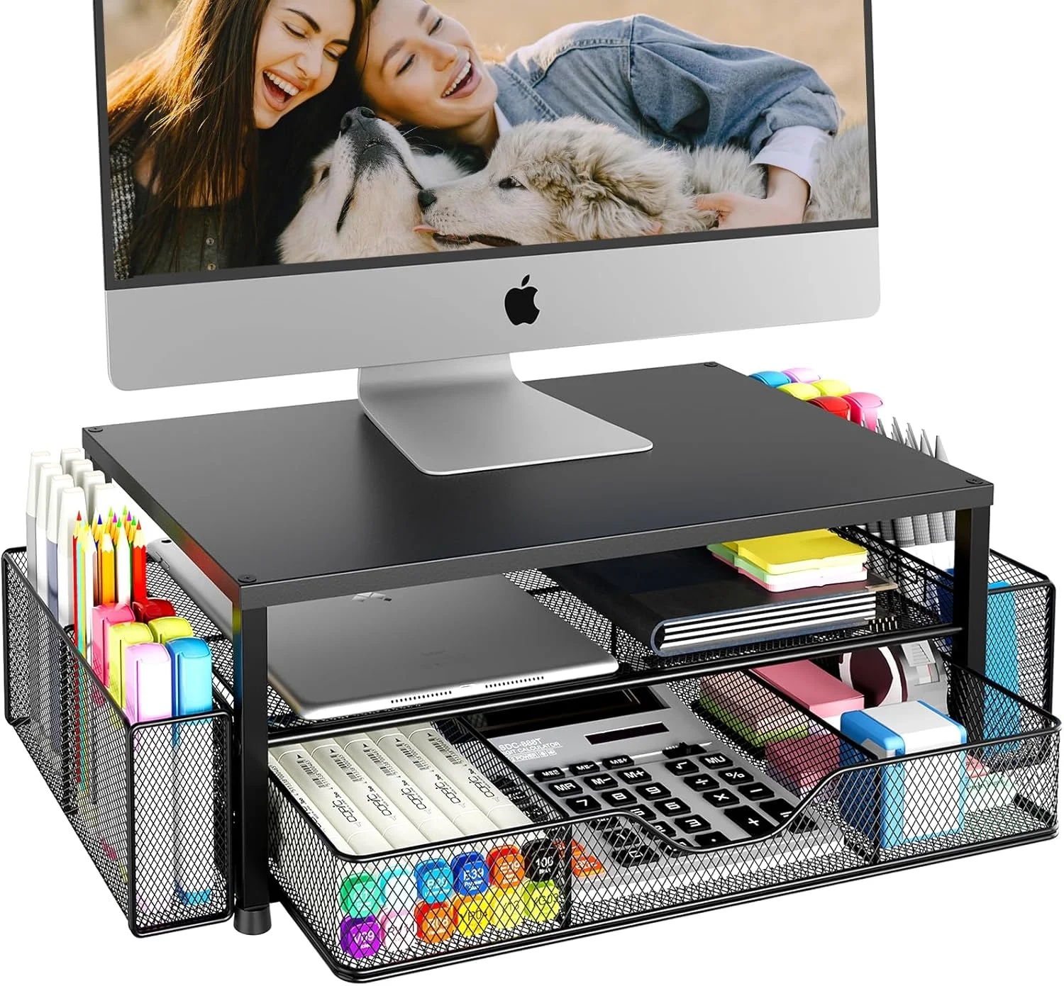 Best Black Desk Organizer with Monitor Riser & Drawer