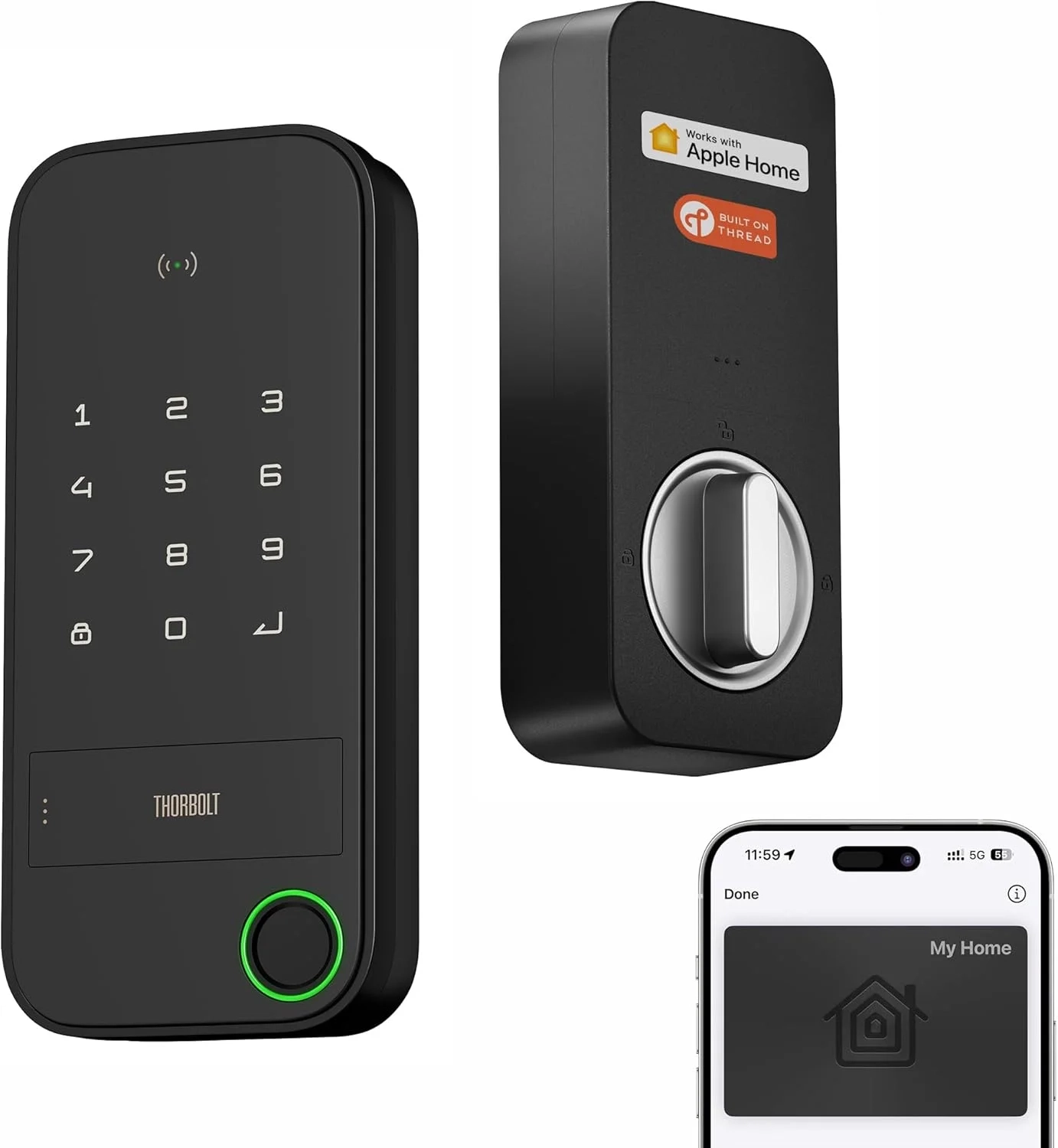 X1 Apple Home Key Lock, iOS ONLY Smart Keyless Entry HomeKit Door Lock with Fingerprint, Keypad