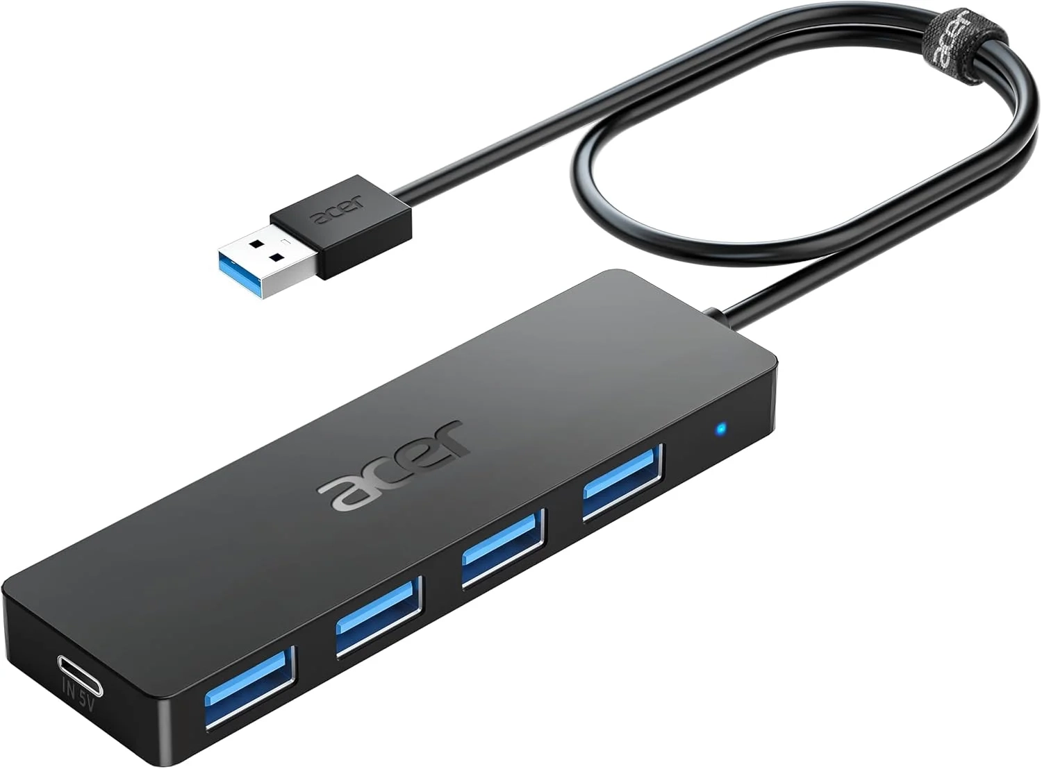 Acer USB Hub 4 Ports, Multiple USB 3.0 Hub, USBA Splitter for Laptop with Type C Power Port,