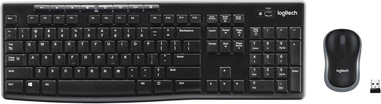 Logitech MK270 Wireless Keyboard and Mouse Combo for Windows, 2.4 GHz, 8 Multimedia Keys, PC,