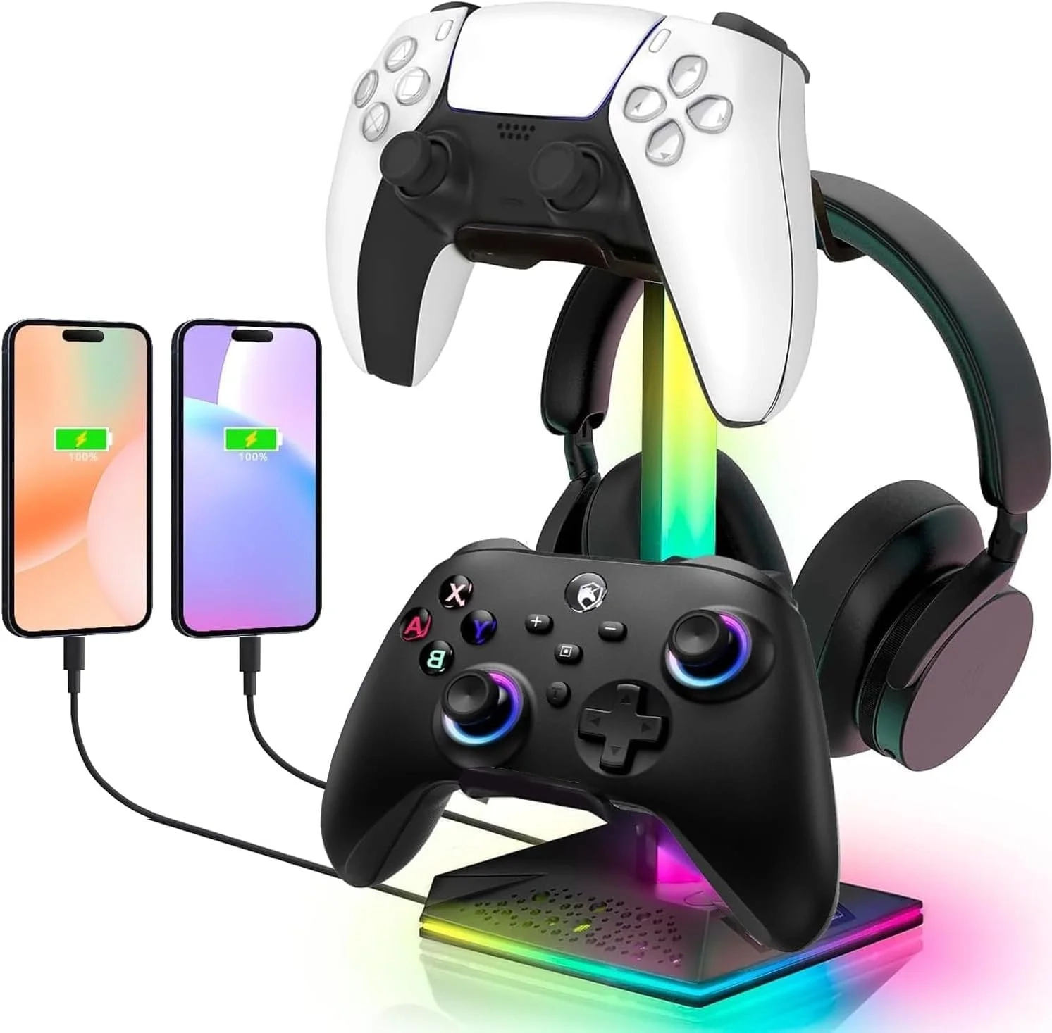 Best RGB Gaming Headset Stand with USB Ports & 10 Light Modes