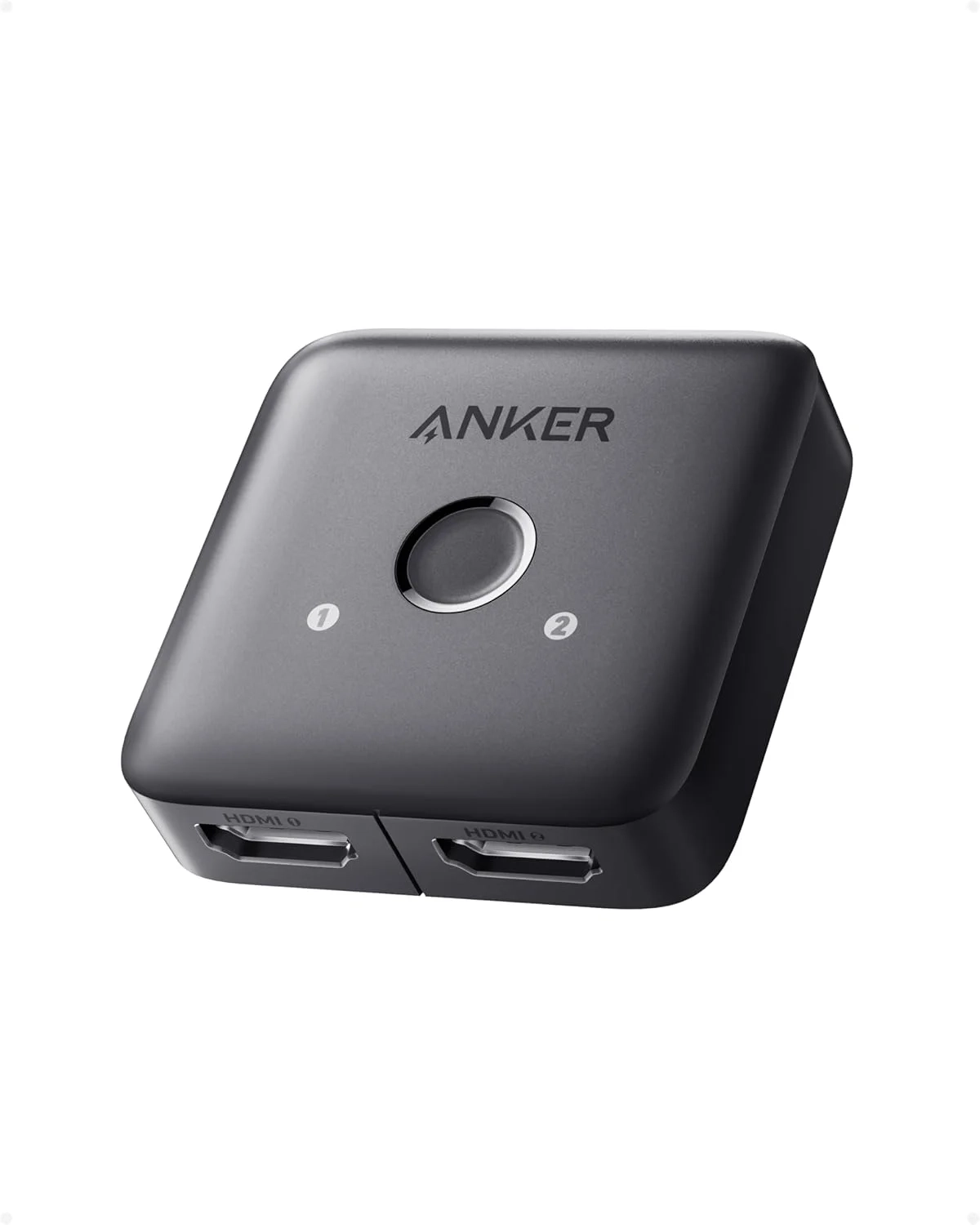 Anker HDMI Switch, 4K@60Hz HDMI Switcher, 2 in 1 Out with Smooth Finish, Supports HDR, 3D,...