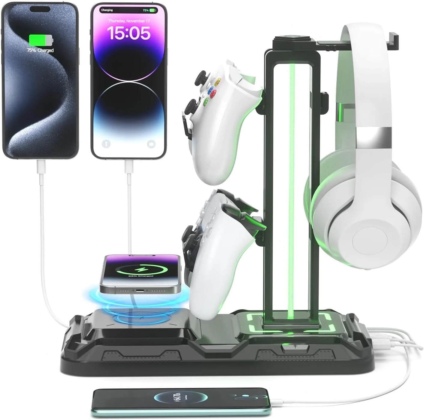 Best KDD Gaming Headset Stand with Wireless Charging & USB Ports
