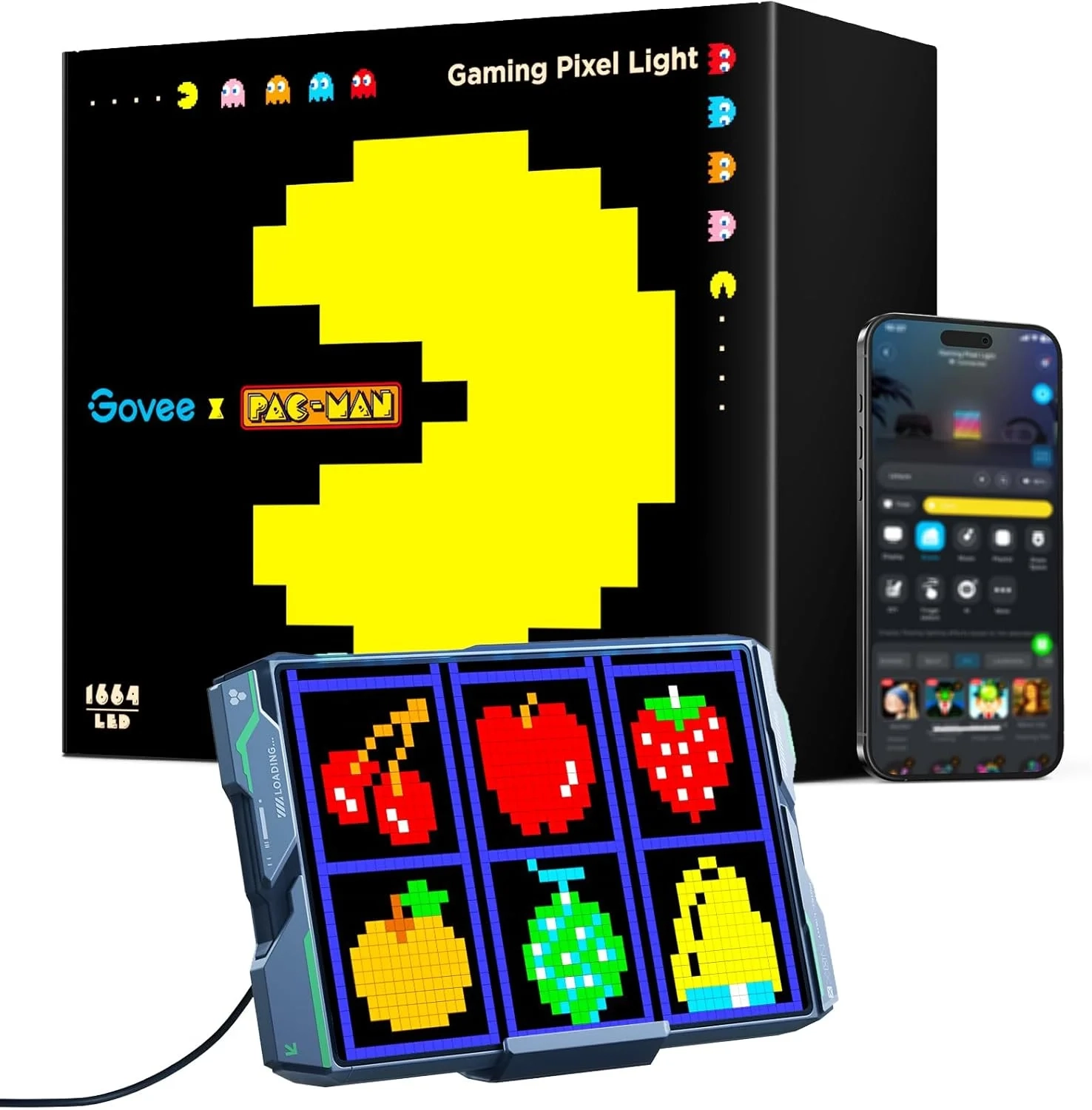 Govee x PAC-MAN Gaming Pixel Light, RGBIC LED Panel with Real-time Info Display, 150+ Scene Modes &