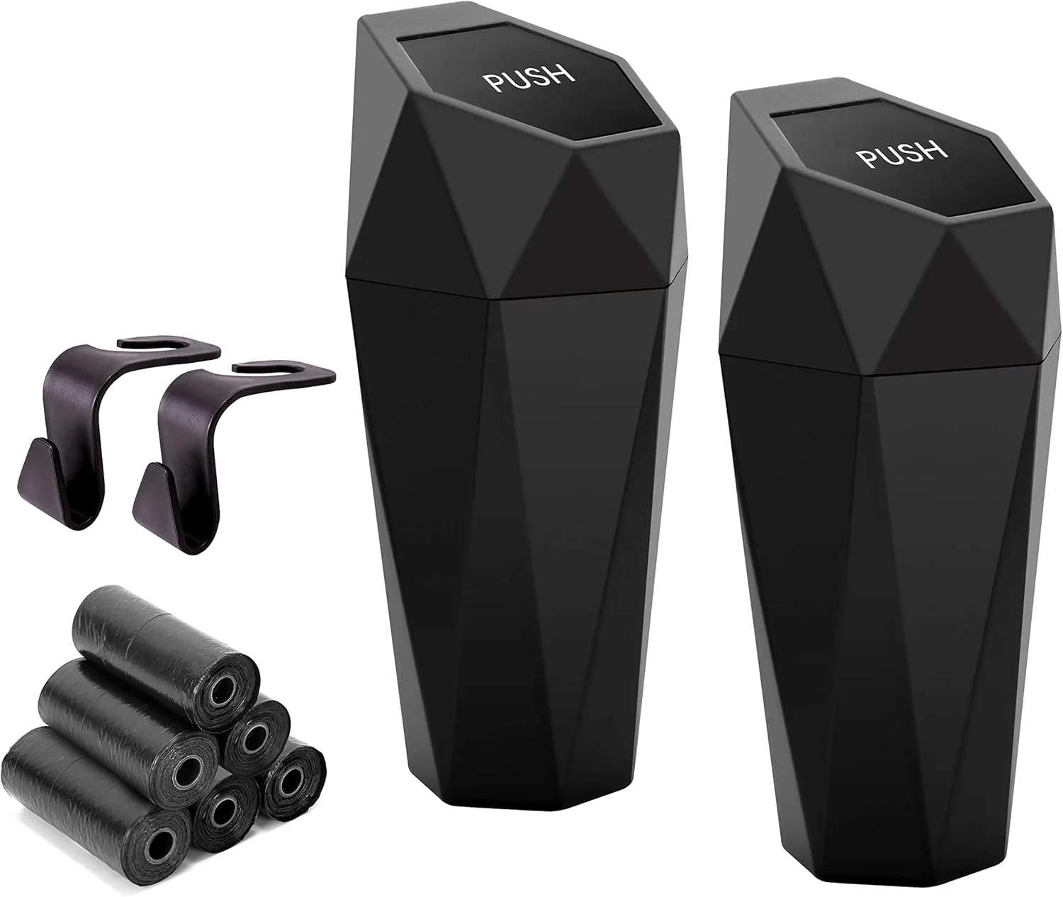 Ginsco Car Trash Can Cup Holder, 2 Pack Mini Trash Can with Lid, Car Accessories for Interior,