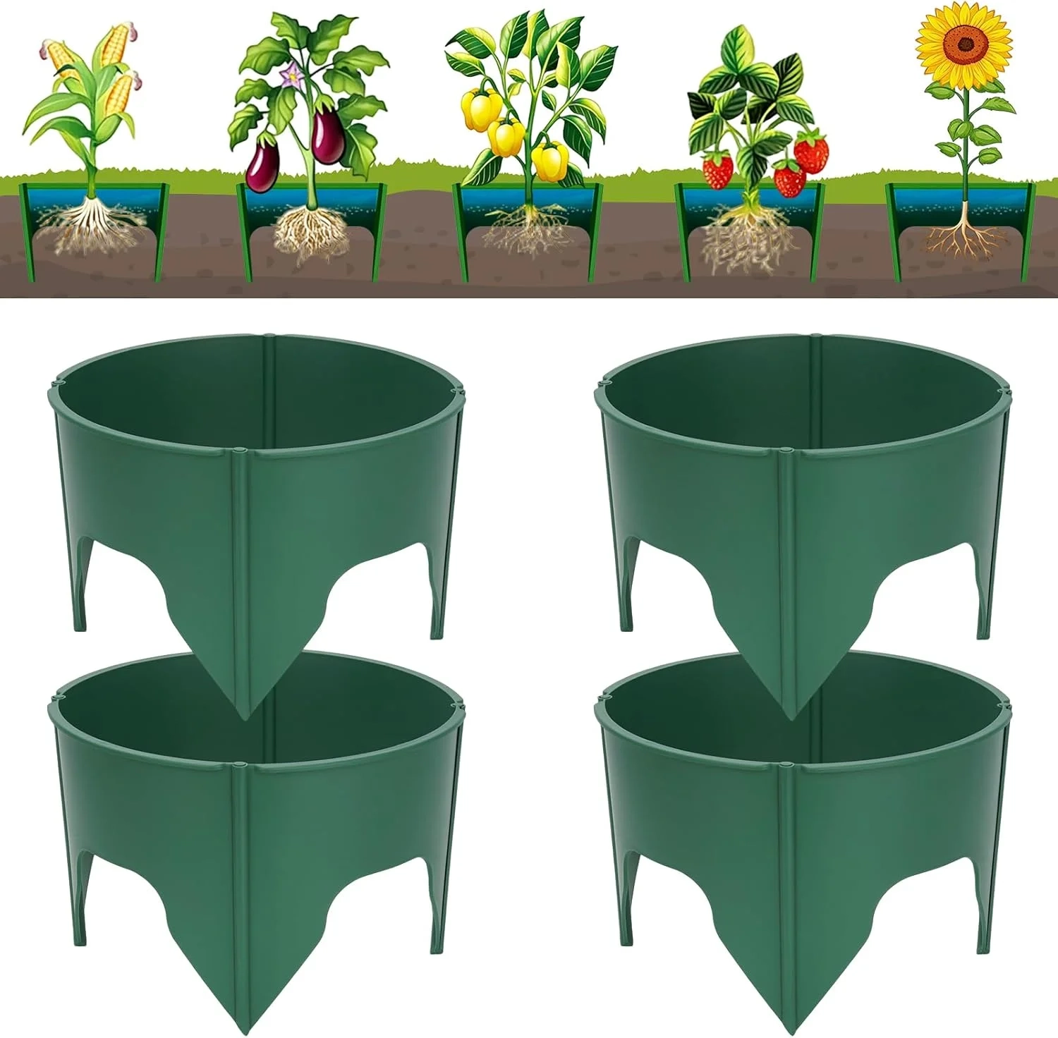 Planting Rings 7.5 Inch Water Saver Irrigate Green Planting Protective Round Edging