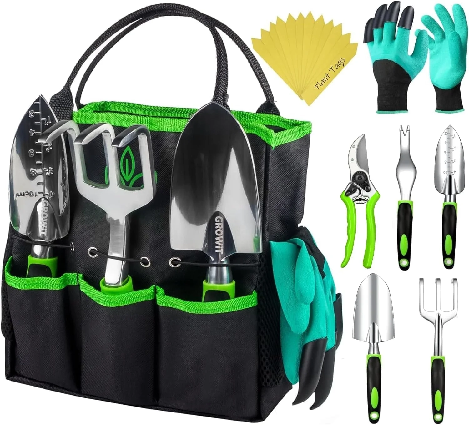 GROWIT Heavy Duty Gardening Tools - 22-Piece Gardening Gifts for Women, Men, Mom, Dad - Durable,