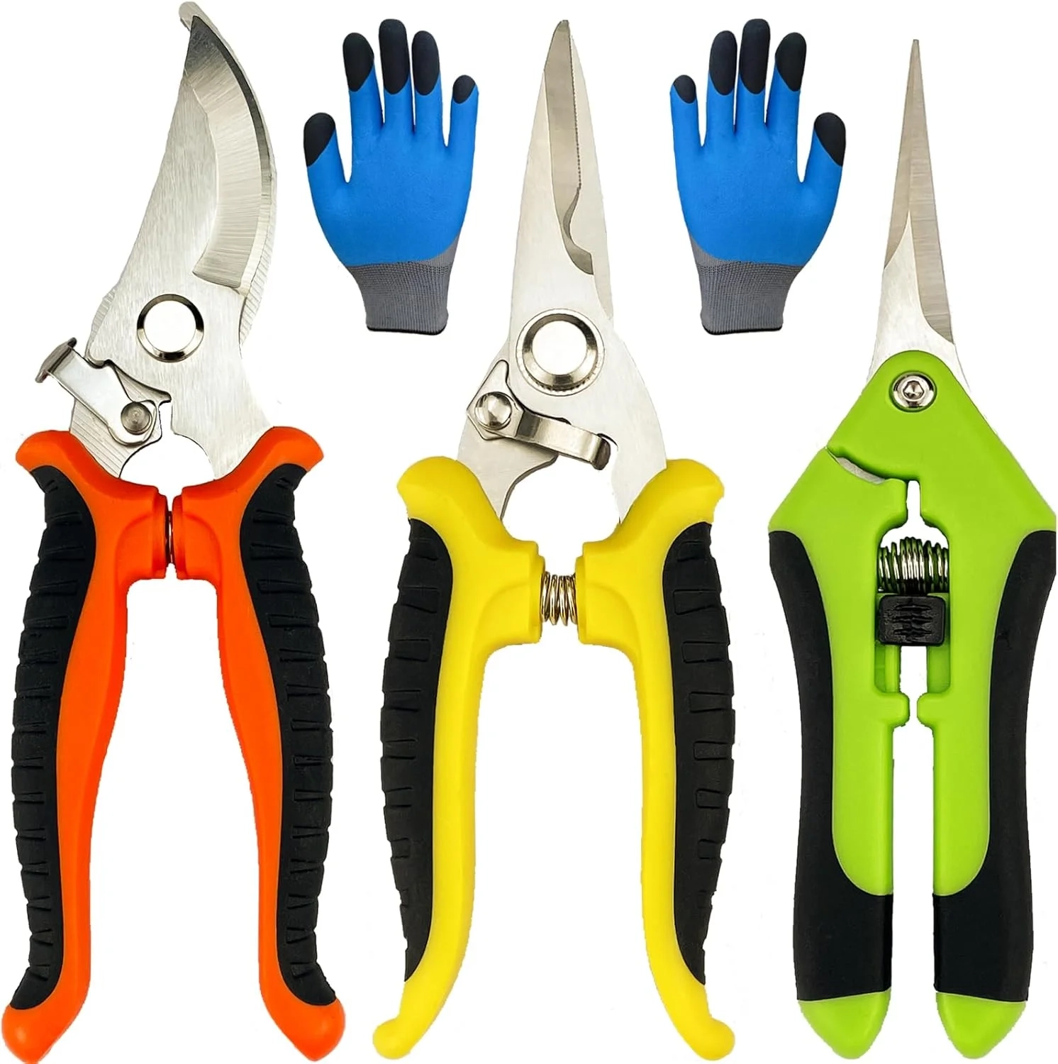Pruning Shears, 4 Pack Garden Shears with Gardening gloves, Clippers Handheld, Stainless Steel...