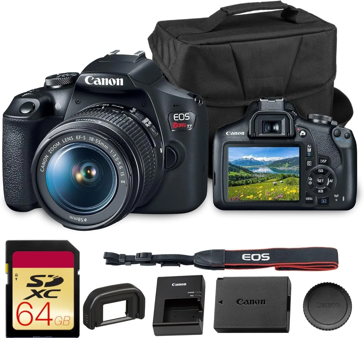 Canon EOS Rebel T7 DSLR Camera | 24.1MP APS-C CMOS Sensor with DIGIC 4+ Image Processor | Built-in