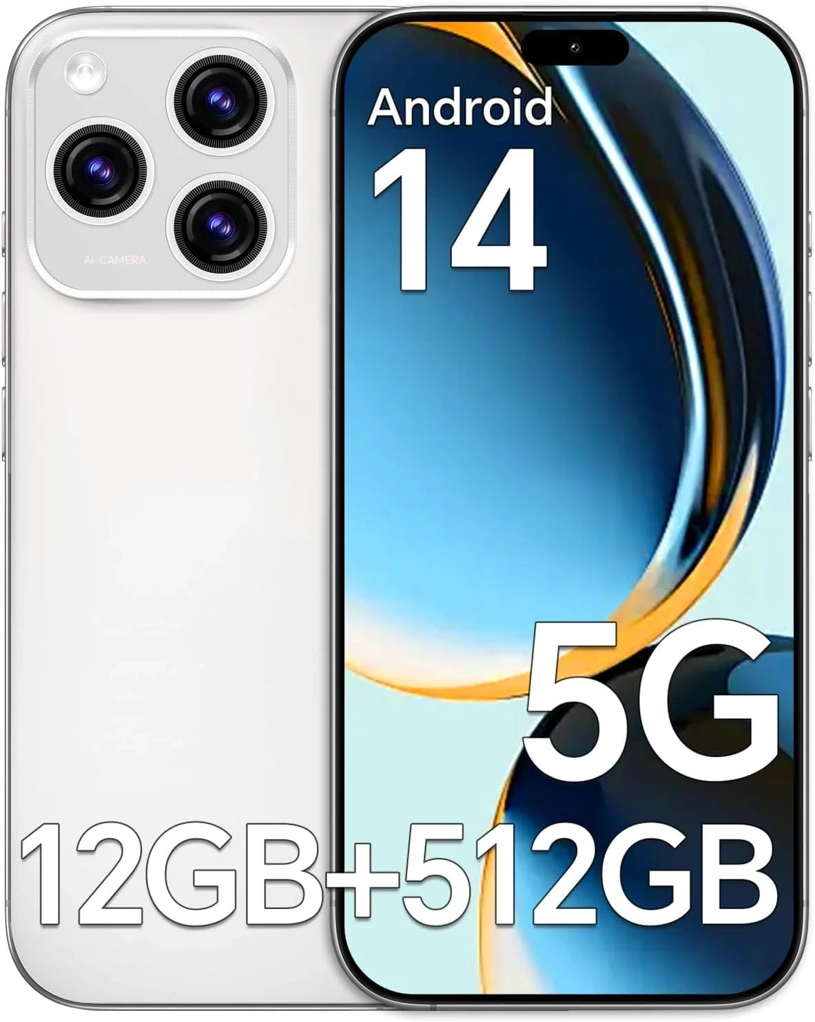 Unlocked Phones R16 Ultra Build-in Pen, Android 14 Cell Phones, 5000mAh Battery, 12GB+512GB