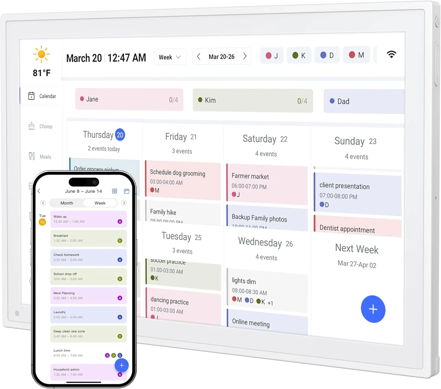 Digital Calendar, 10.1inch Smart WiFi Electronic Calendar&Chore Chart, IPS Touch Screen HD...
