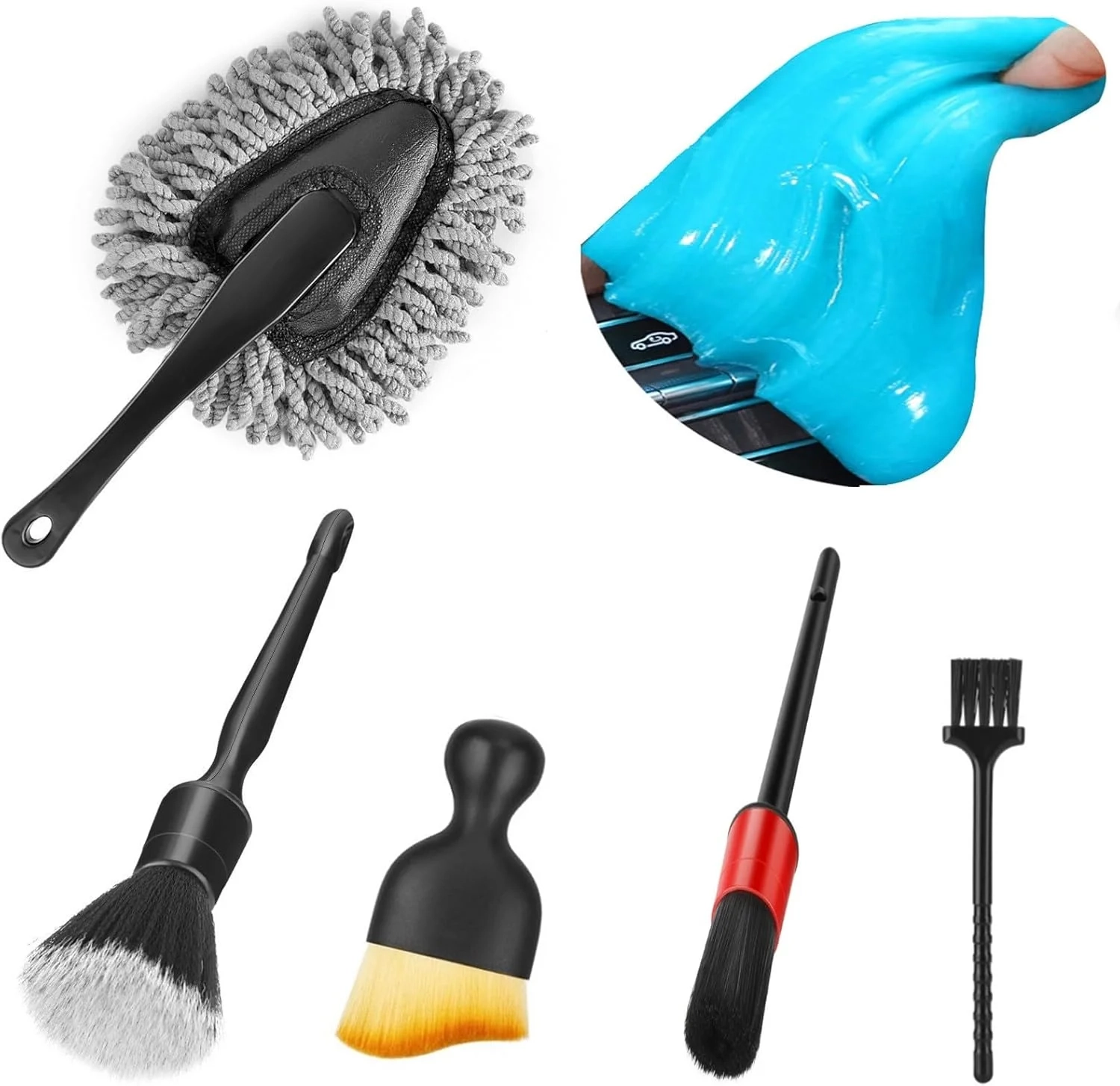 Car Interior Duster Detail Brush Cleaning Gel Kit, Soft Dash Vent Dusting Slime Putty Detailing...
