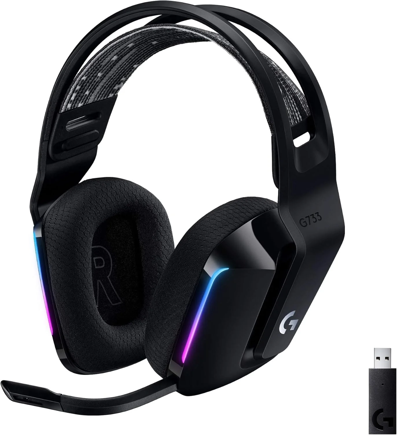 Logitech G733 Lightspeed Wireless Gaming Headset, Suspension Headband, Lightsync RGB, Blue VO!CE...