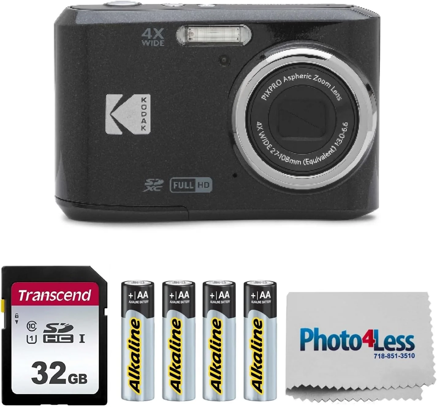 KODAK PIXPRO FZ45 16MP Digital Camera Bundle with 4X Optical Zoom, 27mm Wide Angle, 2.7" LCD, 32GB