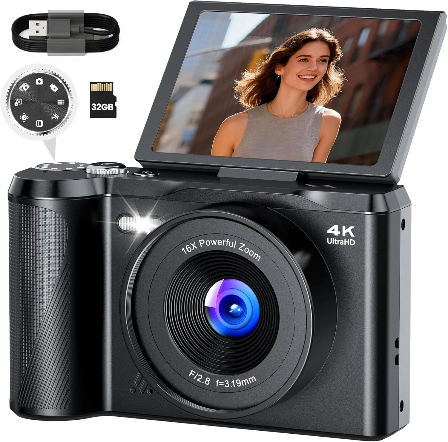 Best 4K Digital Camera for Vlogging: 56MP with Flip Screen