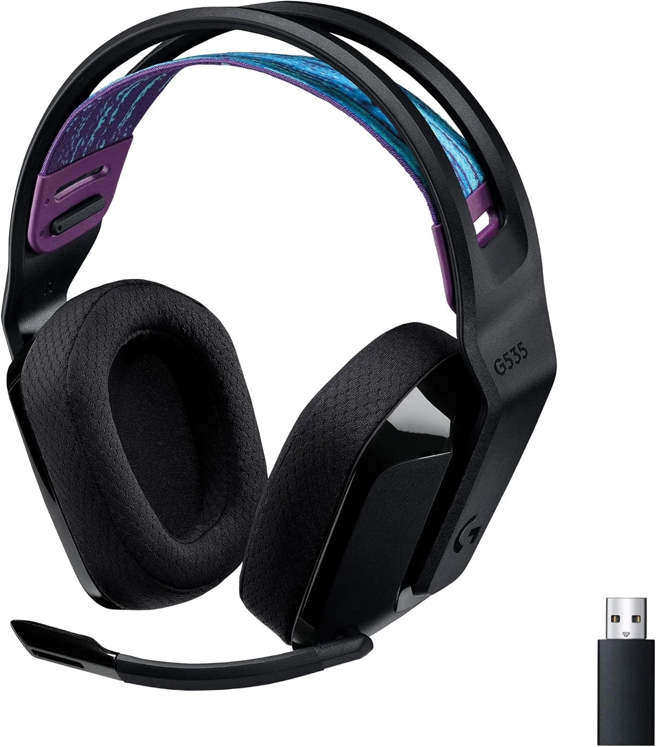 Logitech G535 Lightspeed Wireless Gaming Headset - Lightweight on-Ear Headphones, flip to Mute mic,