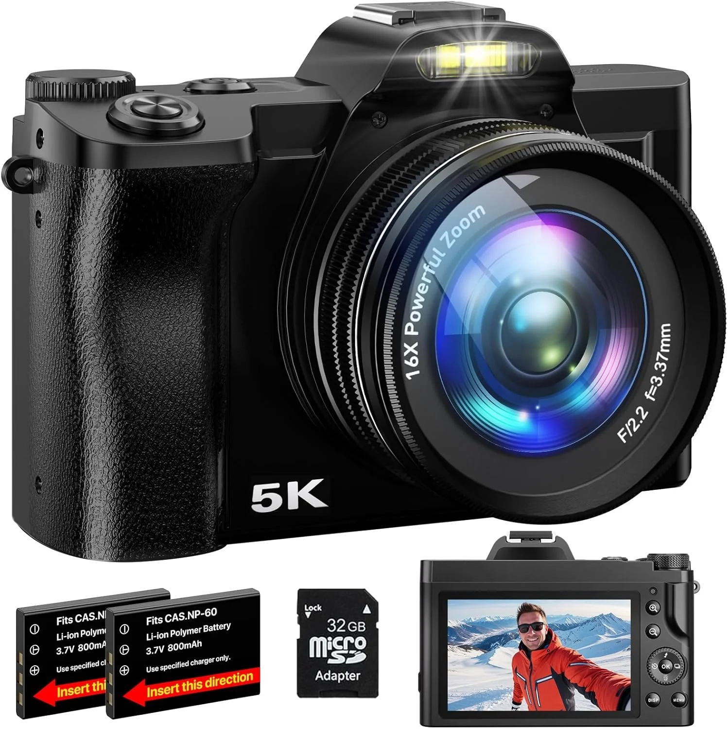 Best 48MP WiFi Vlogging Camera with 3.5" Screen & 32GB Card