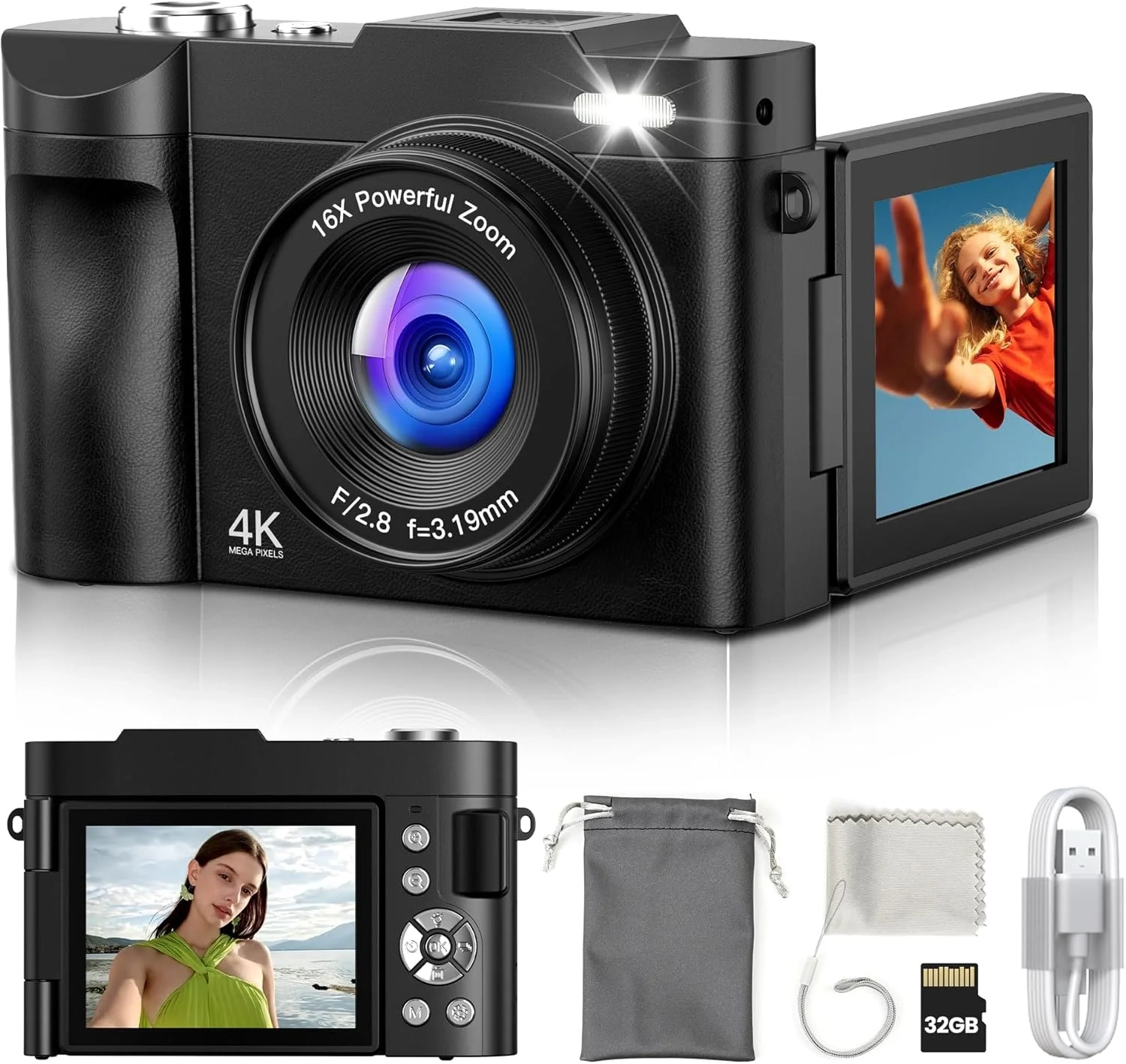 Best 4K Digital Camera for Vlogging: 50MP with 180° Flip Screen