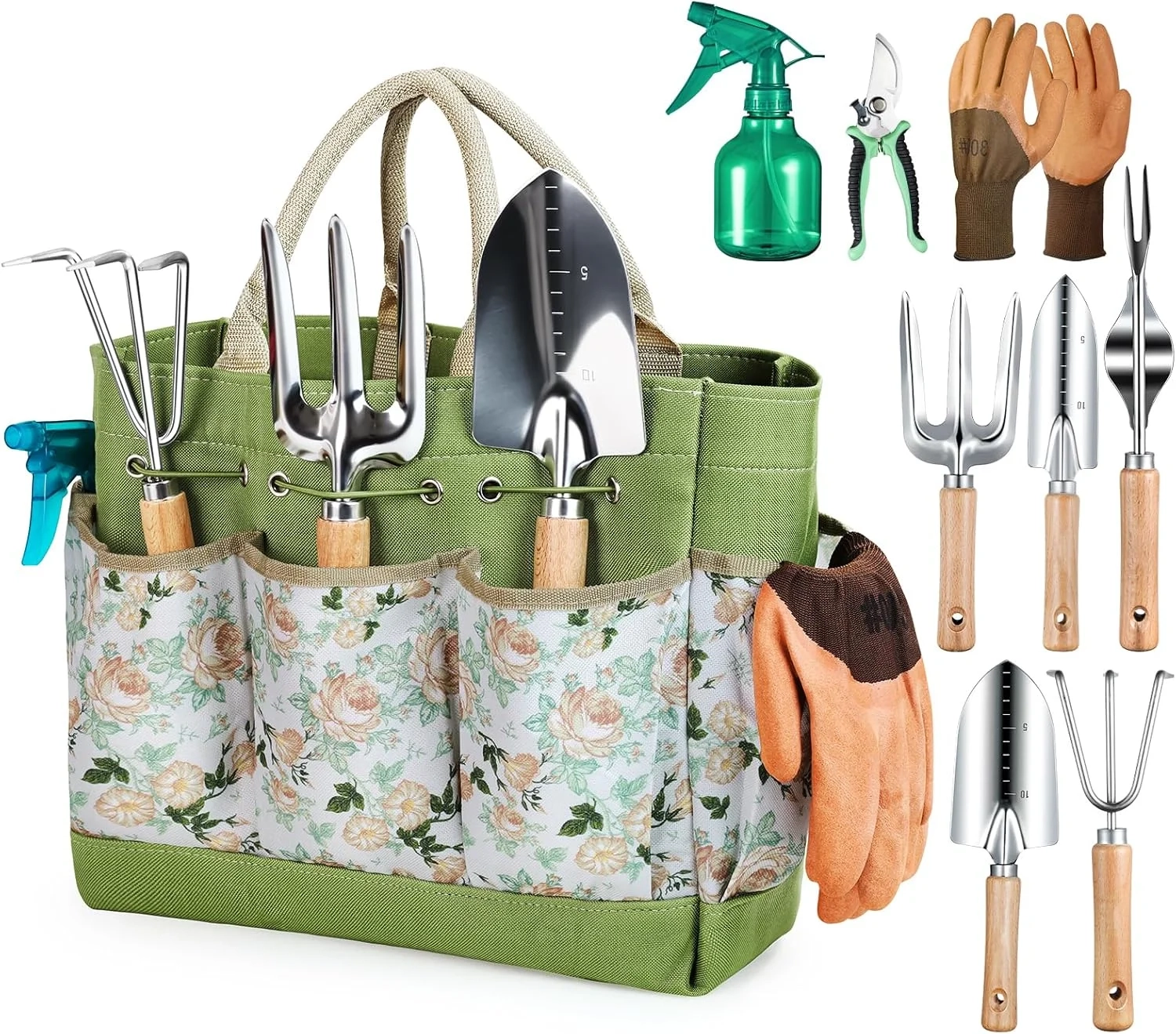 Gardening Tools 9-Piece Heavy Duty Garden Hand Tools with Fashion and Durable Garden Tools...