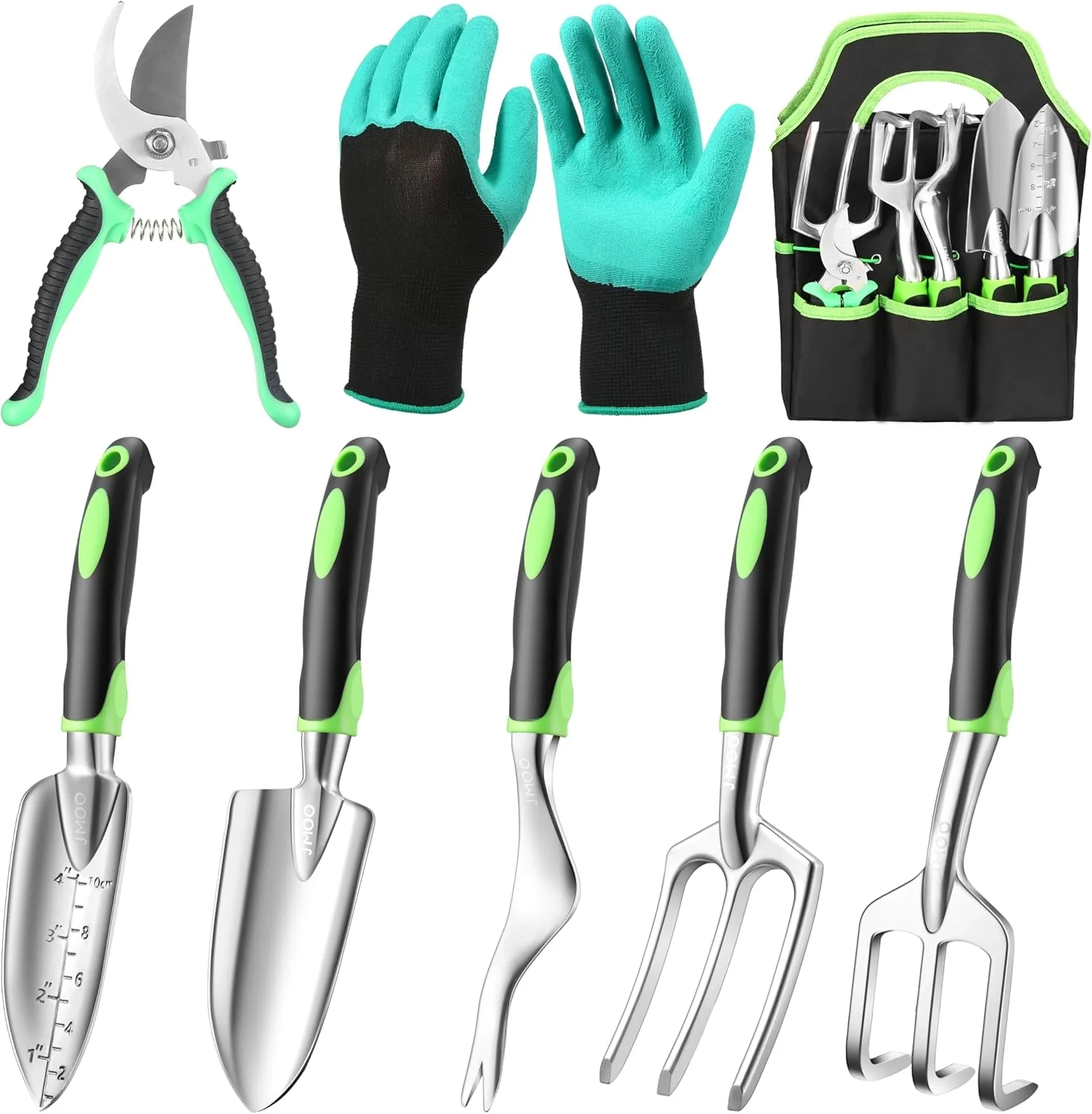 JMOO Garden Tools, 8-Piece Garden Tool Set with Non-Slip Ergonomic HandlesIdeal for All Ages, This